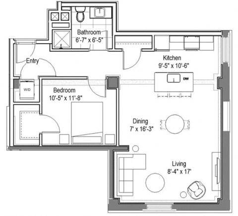 GW Sheldon Floor Plan at The Georgian Apartments, Missouri